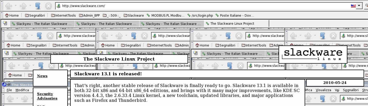 Lo sfondo delle pagine viene sostituito da pezzi di desktop o di finestre